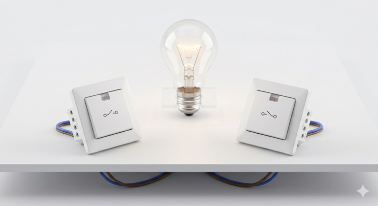 dos conmutados más bombilla